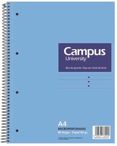 BLOC ESPIRAL TAPA DURA CAMPUS A4 80 HOJAS MICROPERFORADO 60G CUADRICULA 5 MM