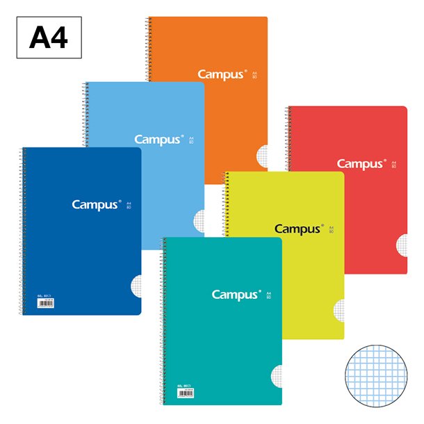 BLOC ESPIRAL CAMPUS A4 TAPA BÁSICA 80 HOJAS 60 GRAMOS MILIMETRADO