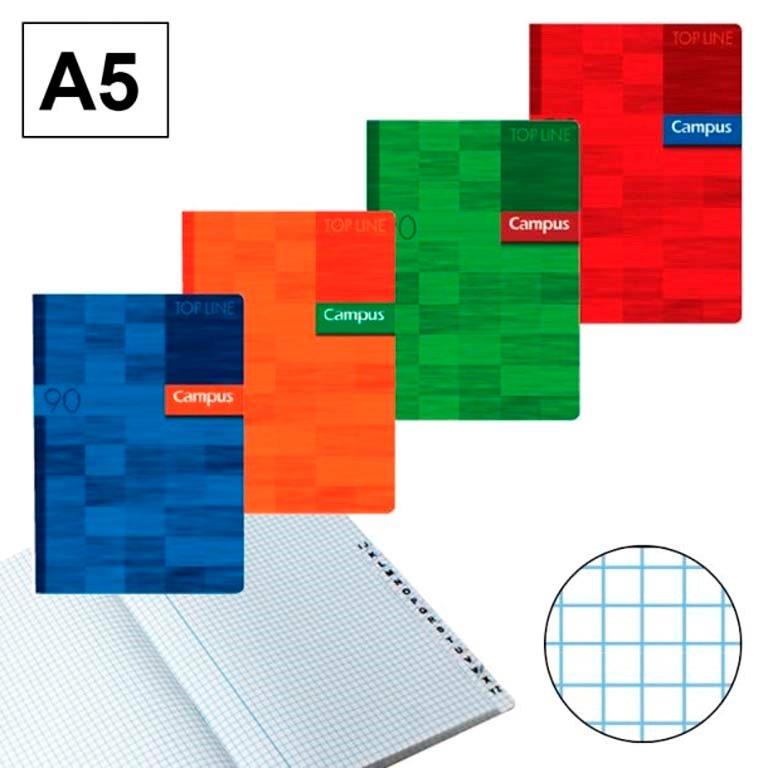 LIBRETA ENCUADERNADA ÍNDICE A-Z CAMPUS A5 96 HOJAS 90 GRAMOS HOJAS CUADRICULA 4 MM.