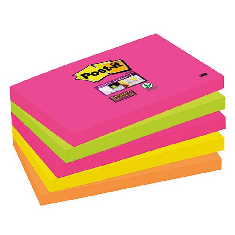 BLOC NOTAS ADHESIVAS QUITA Y PON POST-IT 76MMX127MM CAPE TOWN 450 HOJAS