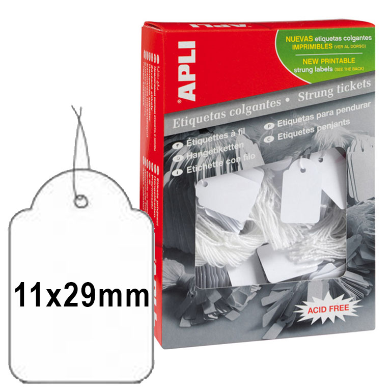 ETIQUETAS COLGANTES APLI 11MMX29MM 1000 UNDIADES X CAJA