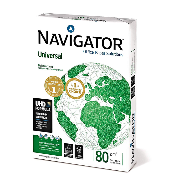 PAPEL BLANCO FOTOCOPIADORA NAVIGATOR UNIVERSAL DIN A4 80 GRAMOS PAQUETE DE 500 HOJAS