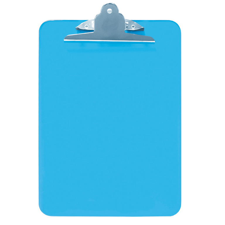 PLANCHETA PLACA CON PINZA SUPERIOR PLUS OFFICE A4 225X315 MM COLOR AZUL CLARO