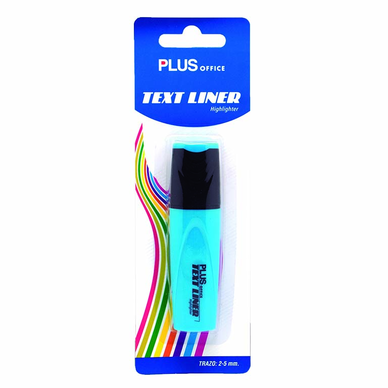 ROTULADOR MARCADOR FLUORESCENTE PLUS OFFICE TEXT LINER COLOR AZUL FLUOR BLÍSTER