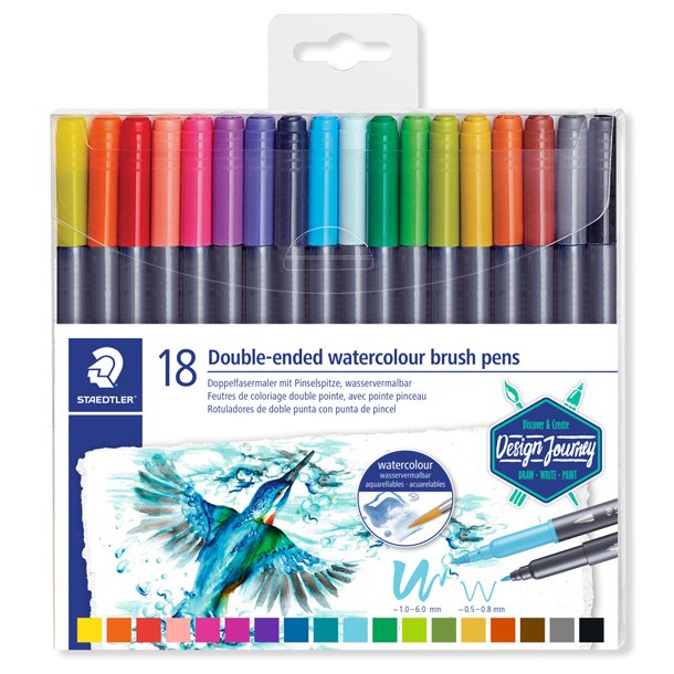 ROTULADOR STAEDTLER DOBLE PUNTA ACUARELABLE 3001 18 UNIDADES