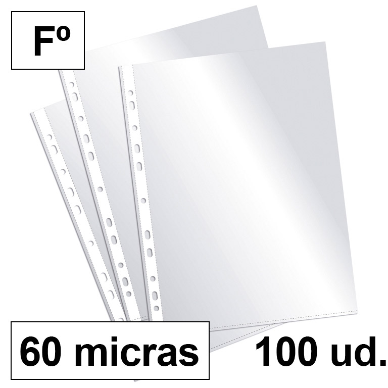 FUNDA MULTITALADRO PLUS OFFICE FOLIO - CRISTAL 60 MICRAS CAJA 100 UNIDADES