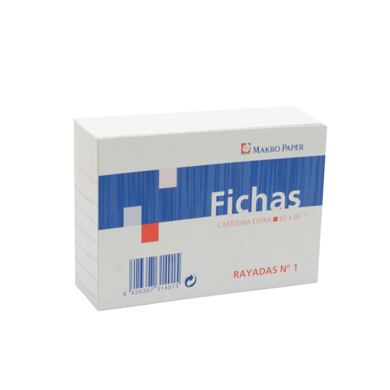 FICHAS RAYADAS MAKRO PAPER 65MMX95MM Nº1 100 HOJAS