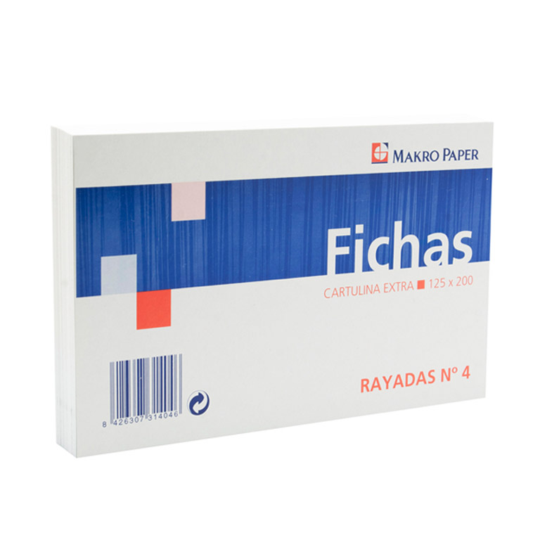 FICHAS RAYADAS MAKRO PAPER 125MMX200MM Nº4 100 HOJAS