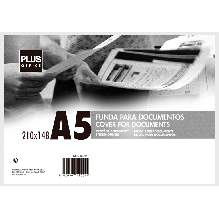 FUNDAS PARA DOCUMENTOS RIGIDA PLUS OFFICE A5 400 MICRAS 210X148 MM TRANSPARENTE