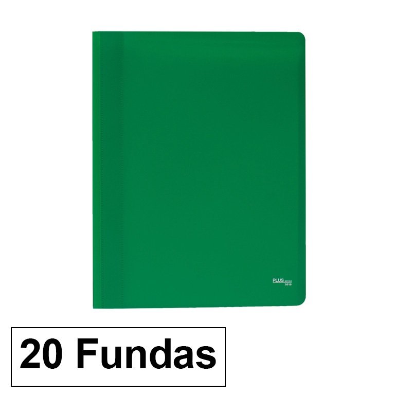 CARPETA PLUS OFFICE POLIPROPILENO FLEXIBLE 20 FUNDAS TRANSPARENTES POLIPROPILENO A4 COLOR VERDE