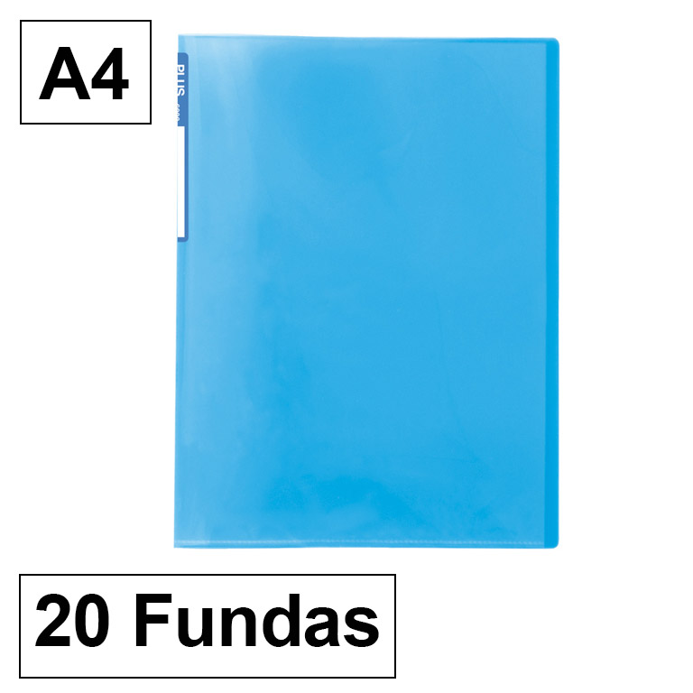 CARPETA PLUS OFFICE POLIPROPILENO SEMI RIGIDO 20 FUNDAS TRANSPARENTES POLIPROPILENO A4 COLOR AZUL