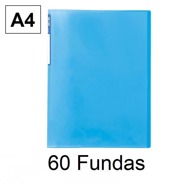 CARPETA SEMI RIGIDA PLUS OFFICE 60 FUNDAS POLIPROPILENO A4 COLOR AZUL