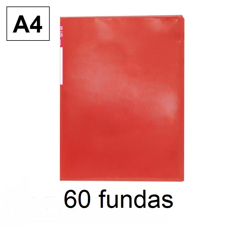 CARPETA SEMI RIGIDA PLUS OFFICE 60 FUNDAS POLIPROPILENO A4 COLOR ROJO