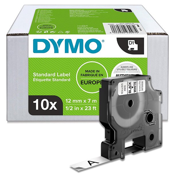 CINTA DYMO D1 12MMX7M NEGRO BLANCO
