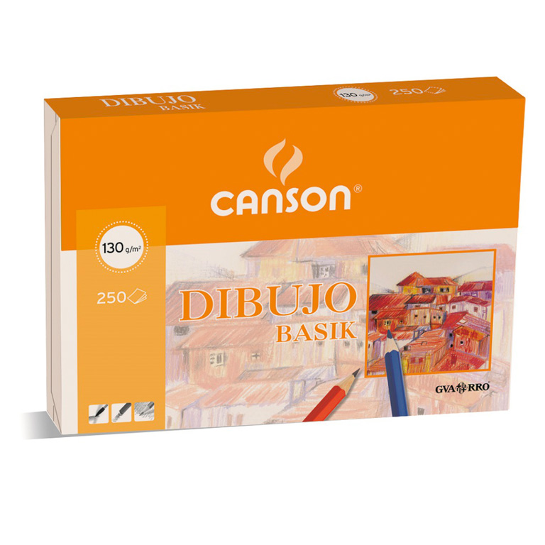 PAPEL DIBUJO CANSON BLANCO GAMA BASIK PAQUETE 250 HOJAS RECUADRO FOLIO