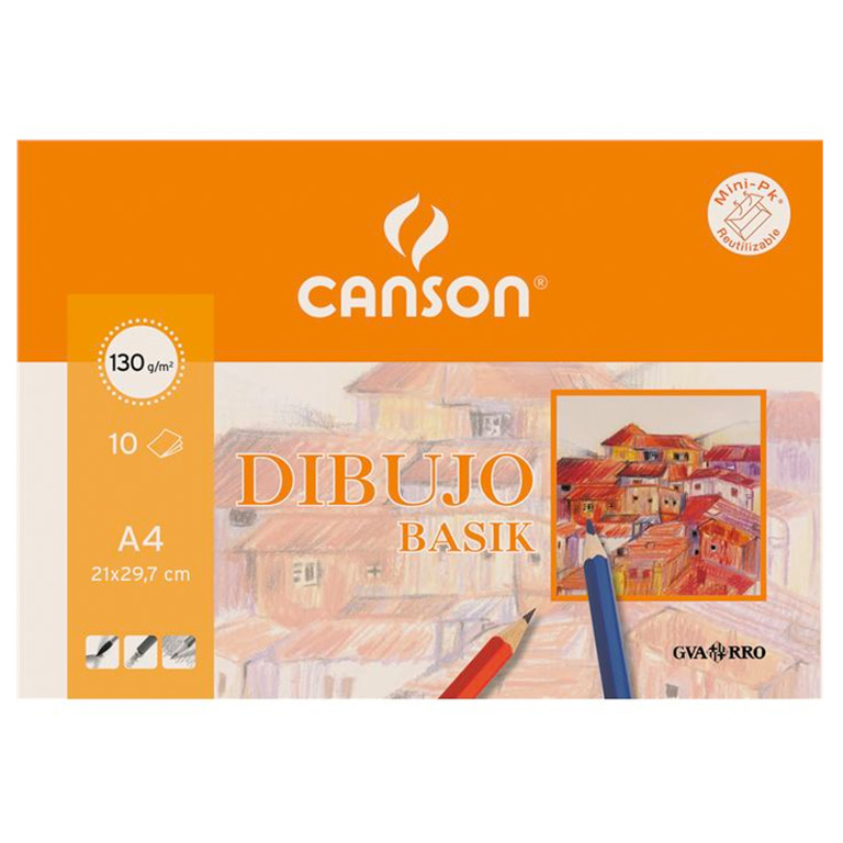 LÁMINA DIBUJO CANSON BASIK A4 10 HOJAS 130 GRAMOS LISO