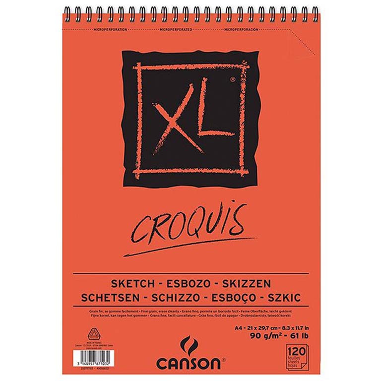 BLOC DE DIBUJO CANSON CROQUIS A4 210X297 MM ESPIRAL 120 HOJAS 90 GRAMOS