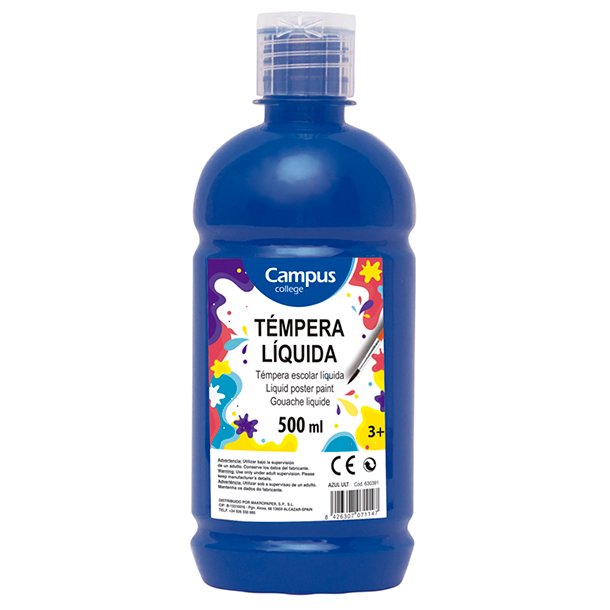 TÉMPERA LIQUIDA CAMPUS COLLEGE BOTE 500ML COLOR AZUL ULTRAMAR