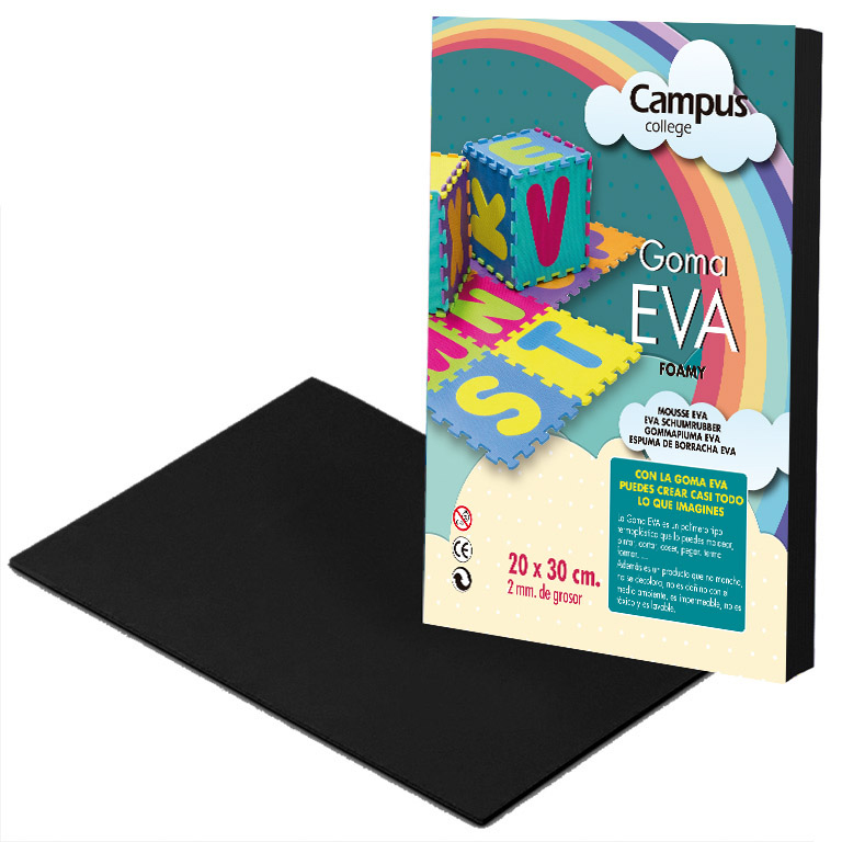 GOMA EVA CAMPUS COLLEGE 2MM COLOR NEGRO 200X300 MM