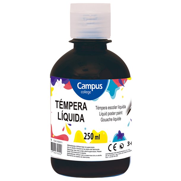 TÉMPERA LIQUIDA CAMPUS COLLEGE BOTE 250ML COLOR NEGRO