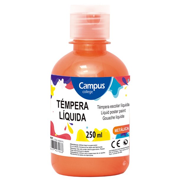 TÉMPERA LIQUIDA CAMPUS COLLEGE BOTE 250ML COLOR NARANJA METALIZADO