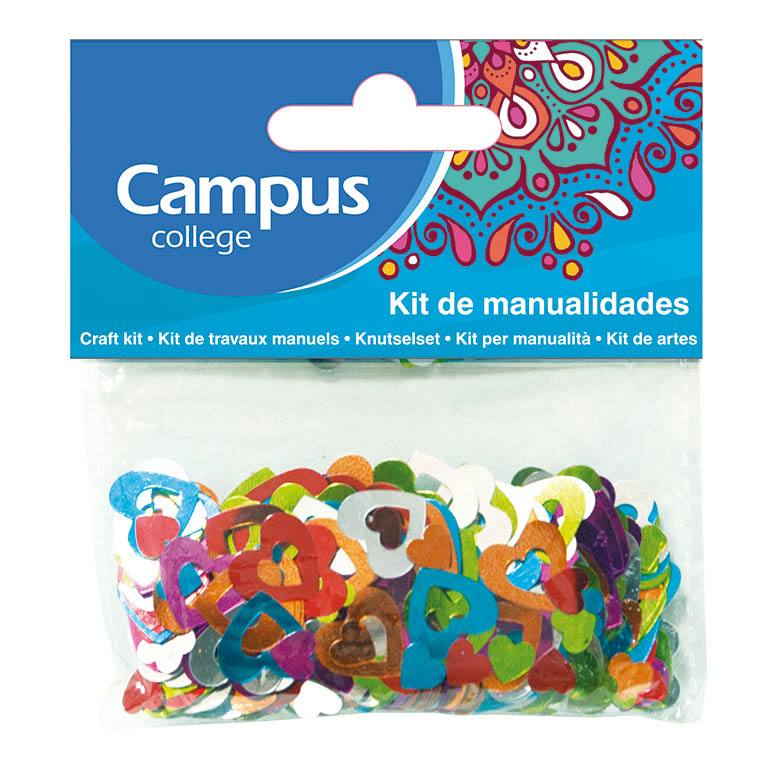 SET MANUALIDADES CAMPUS COLLEGE CORAZONES DE COLORES 15X14 MM.