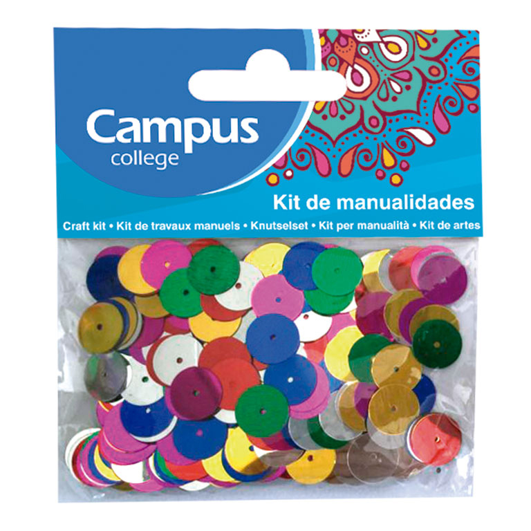 SET MANUALIDADES CAMPUS COLLEGE LENTEJUELAS COLORES 12MM