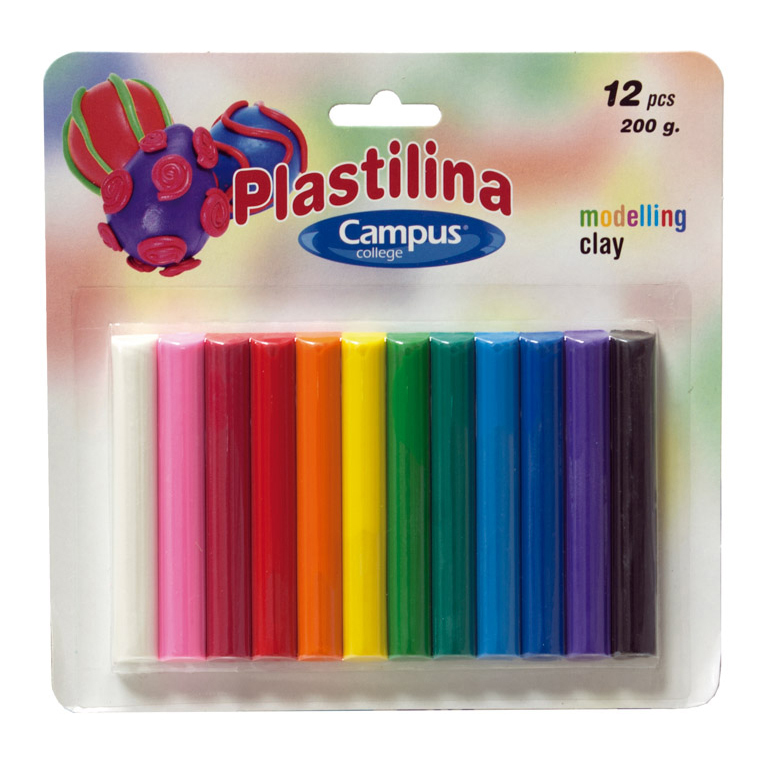 PLASTILINA CAMPUS COLLEGE 12 COLORES BARRAS 200GR