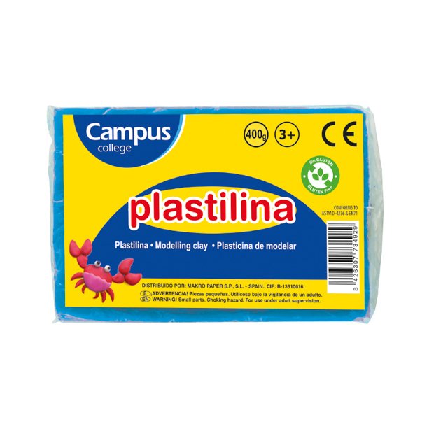 PLASTILINA CAMPUS COLLEGE 400G. AZUL CLARO 