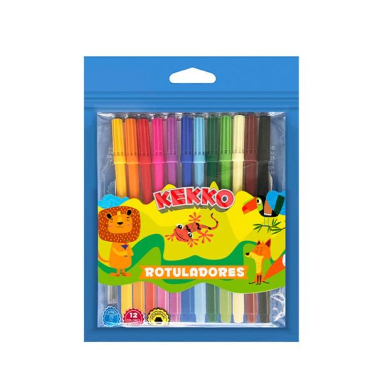 ROTULADORES KEKKO TINTA LAVABLE 12 COLORES
