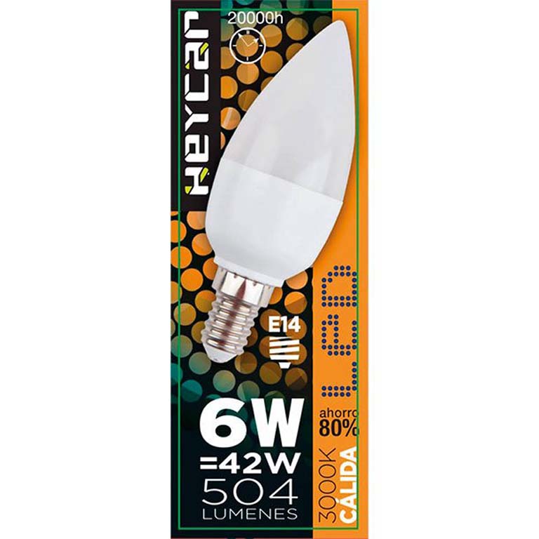 BOMBILLA LED VELA E14 6W 470LUM CÁLIDA 