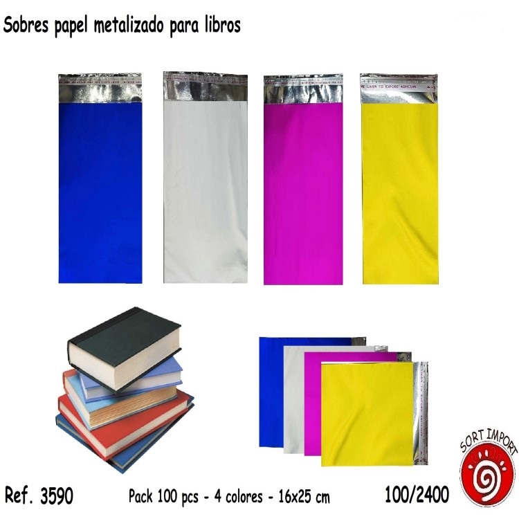 BOLSA METAL LISO 16X25 CMS. LISAS PAQUETES DE 100 UNIDADES 